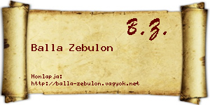 Balla Zebulon névjegykártya